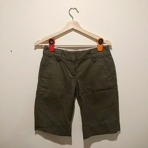 BNWOT Anne Taylor Loft Dark Green Bermuda Shorts